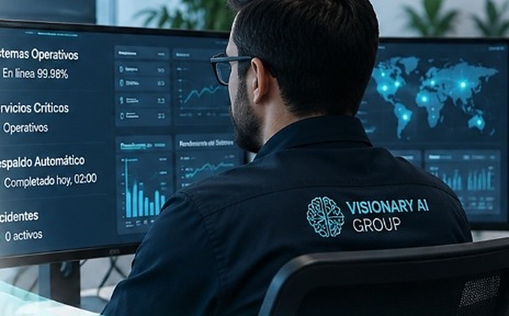 Especialista de Visionary AI Group monitoreando sistemas en tiempo real